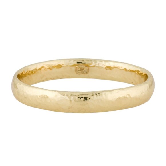 IPPOLITA 18K 750 YELLOW GOLD HAMMERED CLASSICO WIDE BAND BANGLE BRACELET - Picture 1 of 7